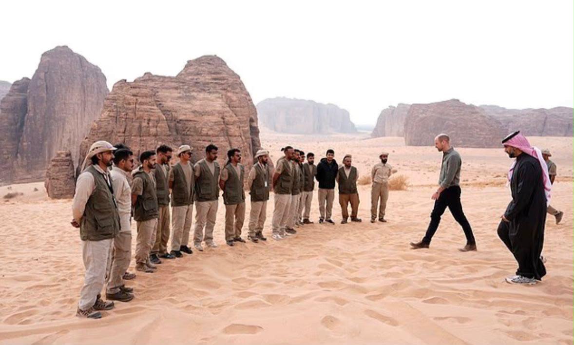 The Prince of Wales meeting rangers at AlUla nature reserve
