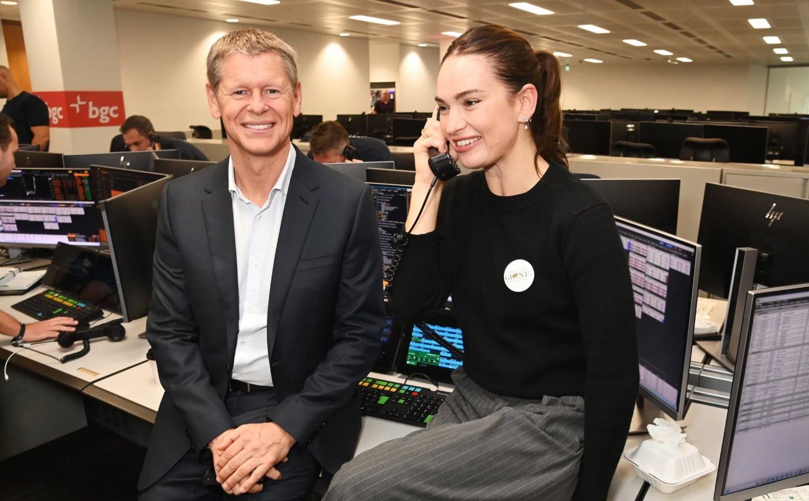 Lily James on the BGC trading floor