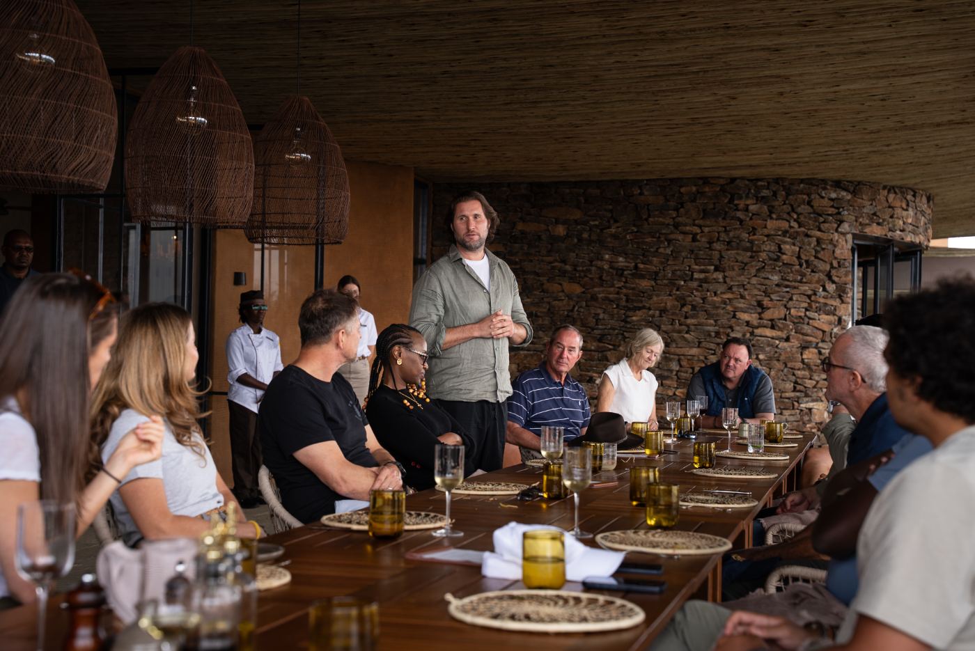 A talk over the table at the andBeyond Suyian Lodge