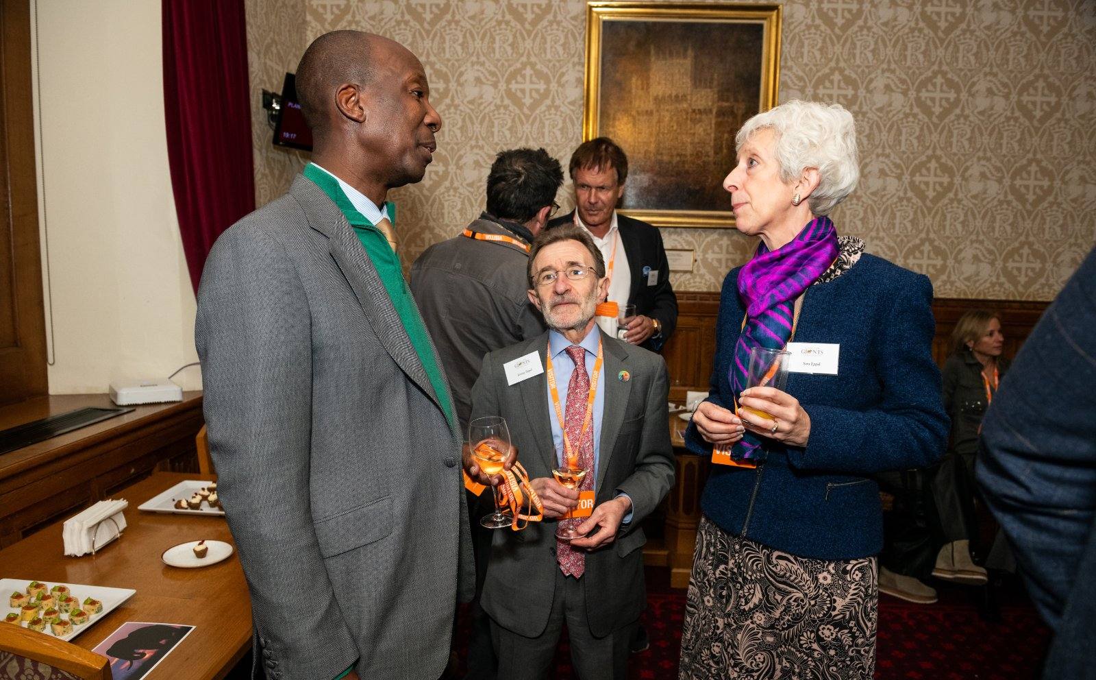 Guests in conversation at the House of Lords reception