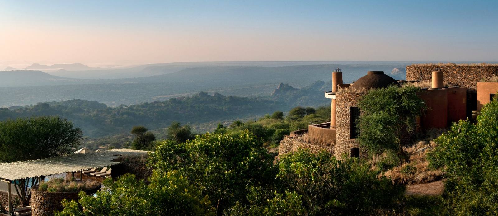 The lodge at dawn overlooking the Suyian escarpment